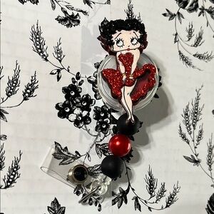 Red and Black Betty Boop Badge Reel